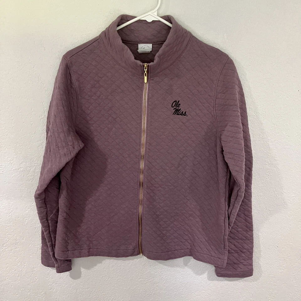 Sudadera top morada con cremallera completa acolchada mediana Ole Miss para mujer P4 Foto 3 de 4