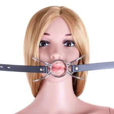 Open Mouth Gag O-Ring Oral Fixation Bondage Head Harness BDSM Slave Restraint
