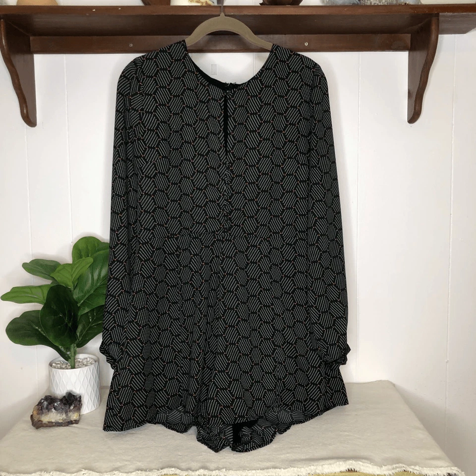 Женский комбинезон Harlyn с геометрическим принтом с длинным рукавом черный размер маленький - Изображение 2 из 4