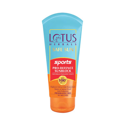 Lotus Herbals Safe Sun Sports Pro-Defence Sunscreen, SPF 100 PA+++, Highest 80g
