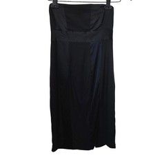 Express Strapless Silk Blend Sheath Dress Cocktail Formal Black Minimalist 2