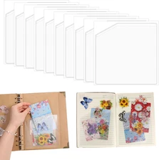 10 Pcs Adhesive Clear Corner Pockets Planner Adhesive Pockets 6 X 6 Inch Self-Ad