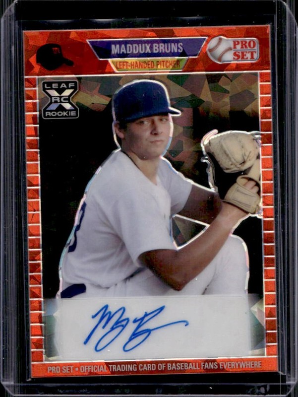2021 Pro Metal Maddux Bruns 1989 Auto Autograph Crystal Red RC Rookie #PA-MB1