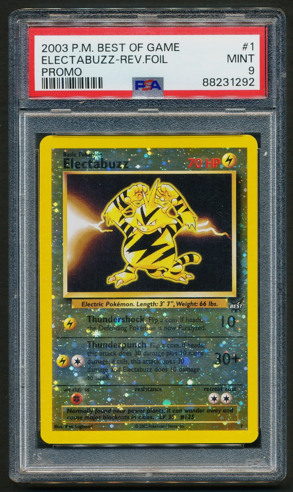 Electabuzz 1 Reverse Holo Promo Pokémon 2003 Best of Game PSA 9 MINT