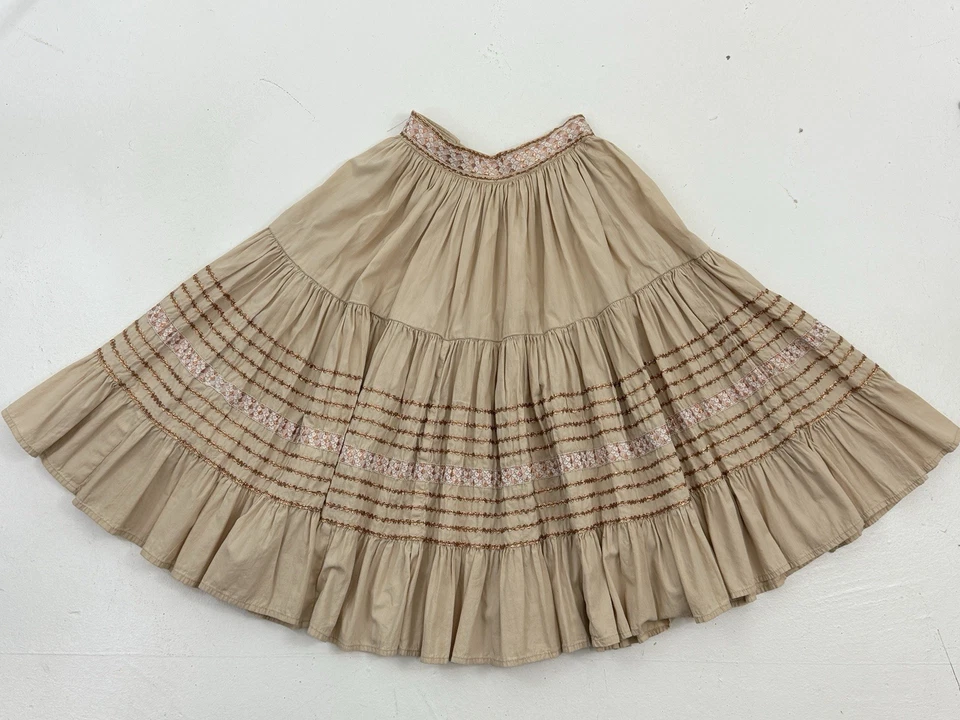 Conjunto Top y Falda De Colección Thunderbird Moda Años 50 Crema Metálica Rickrak Patio W22" Foto 2 de 4