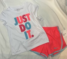 Youth Girls Dri Fit Nike 2 Piece Set Shirt Shorts Size 6 Medium  NWT