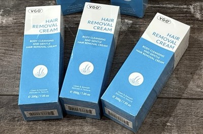 VGO Hair Removal Cream Clean & Smooth Delicate Texture Body 200g, Lot of 3