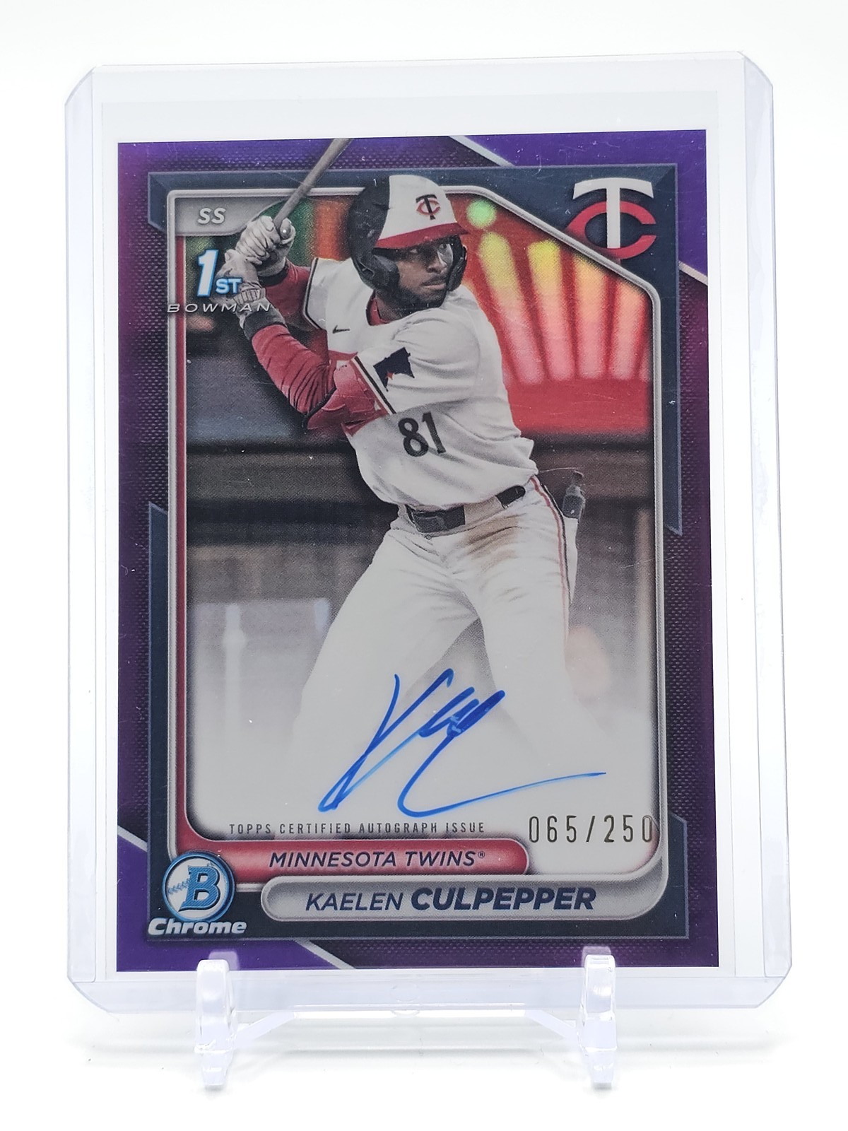 KAELEN CULPEPPER 2024 BOWMAN CHROME PURPLE 1ST ROOKIE AUTO /250 Q1725