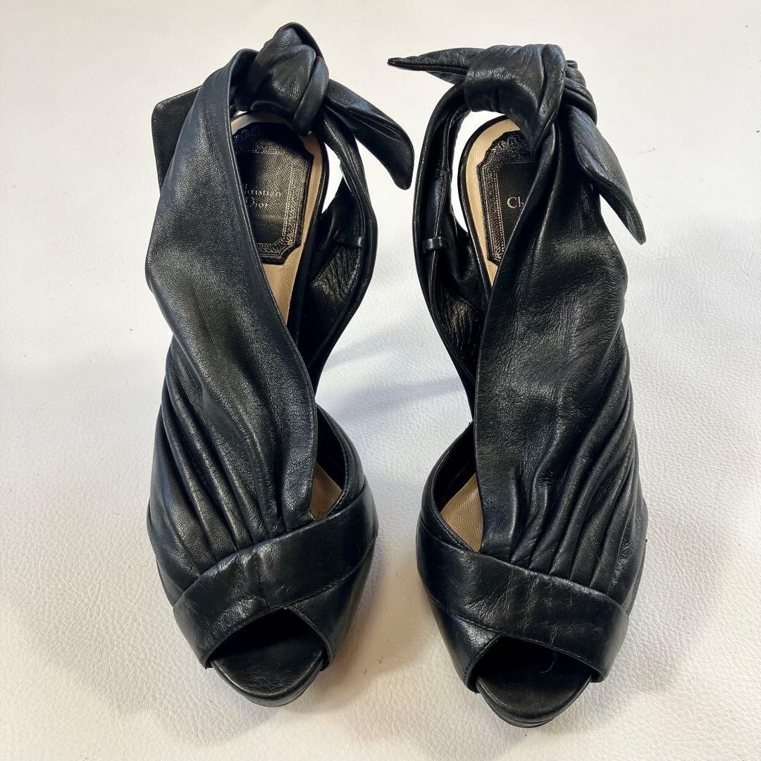 Christian Dior Pumps Heel Ribbon Leather Black EU34.5/US4.5 107319c thumbnail 3