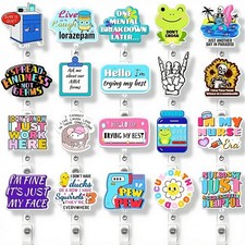 20Pcs Nurse Nursing Badge Reel Bulk Funny Healthcare Medical Badge Holder Ret...