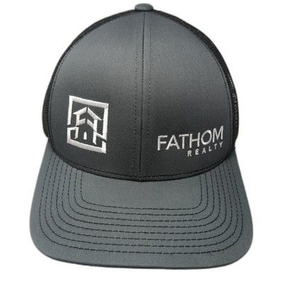 Fathom Realty Trucker Cap Gray One Size Adjustable Mesh Back Pacific Headwear