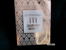 NEW Luxury Hair Brush Gift Set Lily England 3 Piece Paddle Barrel Vent Brushes