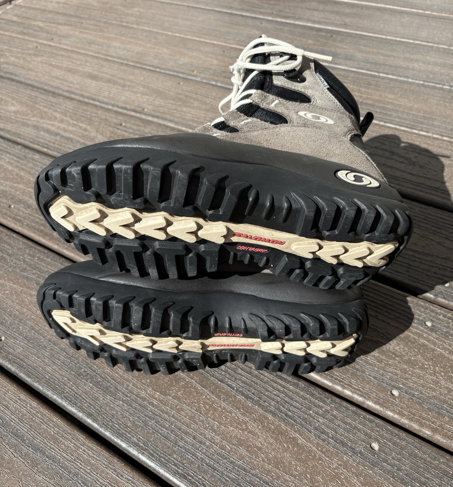 Stivali alti da trekking Salomon Contagrip donna taglia 7 5 grigi stringati scamosciati