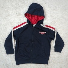 Vintage Toddler Boys Tommy Hilfiger Full-zip Hooded Track Jacket Blue Size 2T