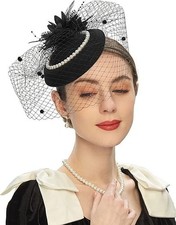 1920s Fascinator Mesh Veil Black Headband Bridal Wedding Tea Party Fascinator...