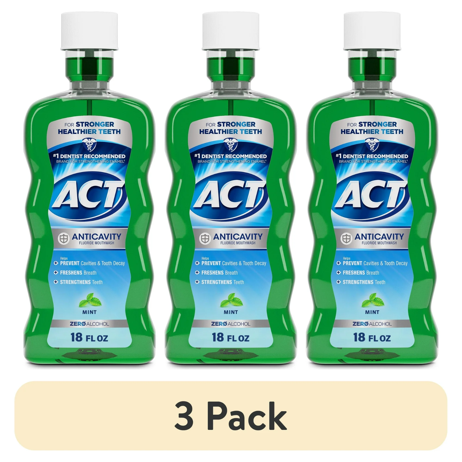ACT Anticavity Zero Alcohol Fluoride Mouthwash 18 fl. oz., With Accurate Dosing