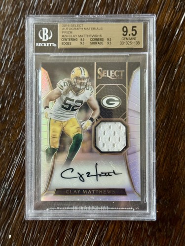 2016 Panini Select Auto Materials Prizm #24 Clay Matthews /15 GAME USED BGS 9.5