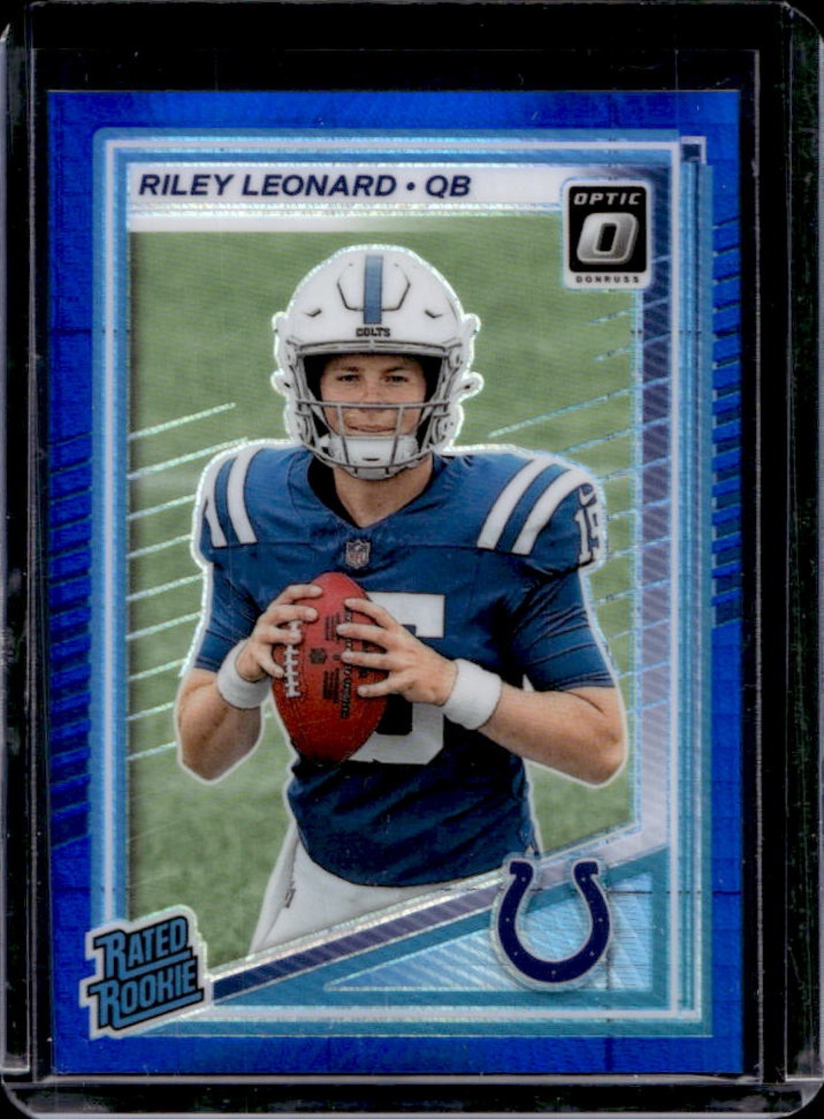 2025 Panini Donruss Optic Riley Leonard Rated Rookie Blue Hyper Prizm #255 Colts