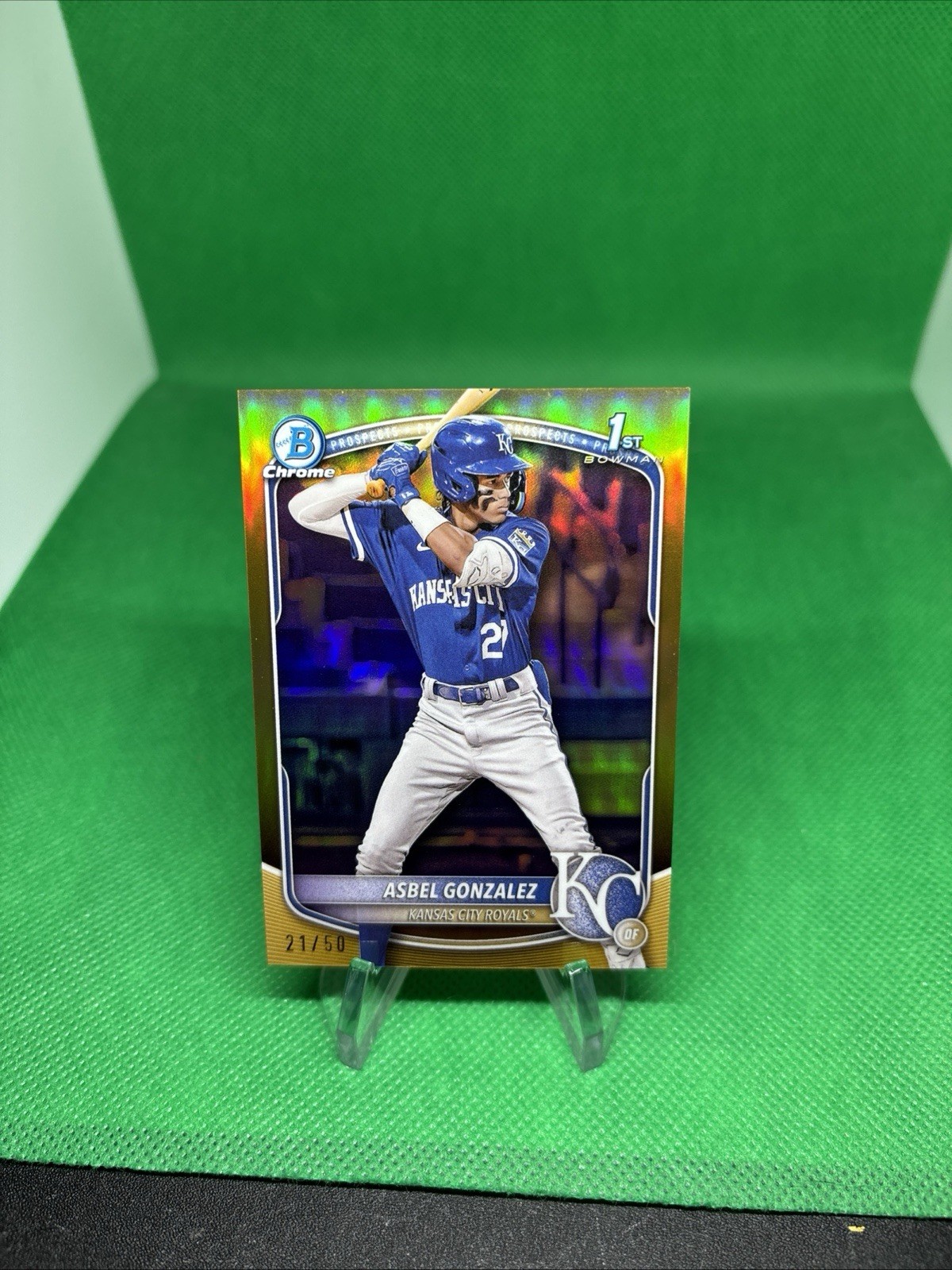 2025 Bowman Chrome Asbel Gonzalez Gold 1st Bowman #/50  Card #BCP-4 Royals ⚾️