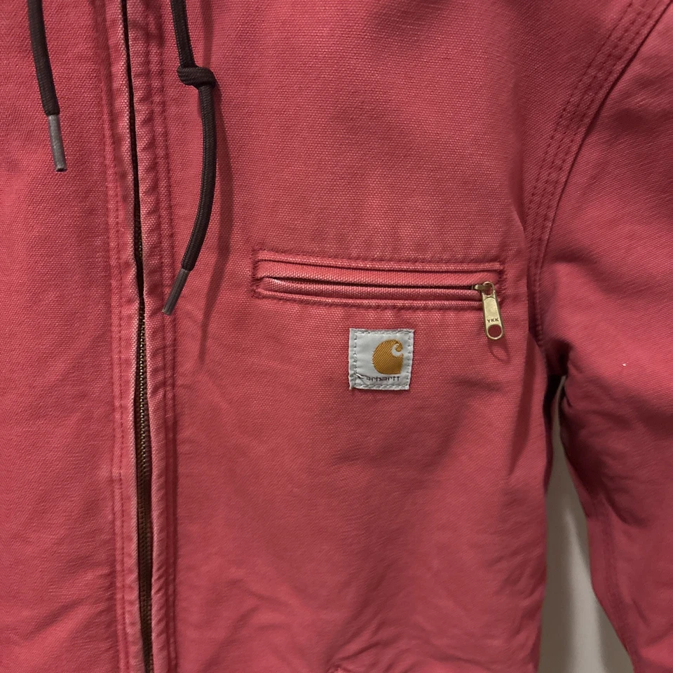 Carhartt 女式 L 码夏尔巴内衬 Sierra 夹克 WJ141-624 玫瑰粉红色工作服 — 第 2/4 张图片