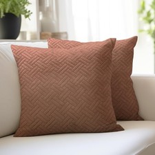 Encasa XO Cushion Covers 50x50 cm Set of 2 | Solid Color Quilted Velvet Sofa Cu