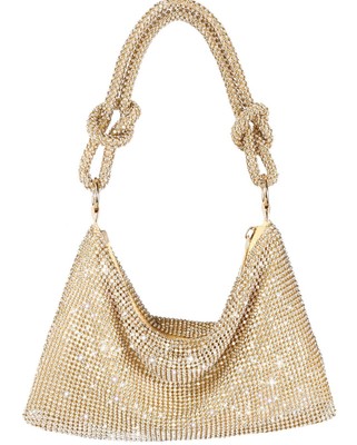 Women s Gold Clutch, Rhinestone Purse.