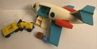 Vtg Fisher Price Little People Jet Airplane Plane 182 Airport luggage tram cars