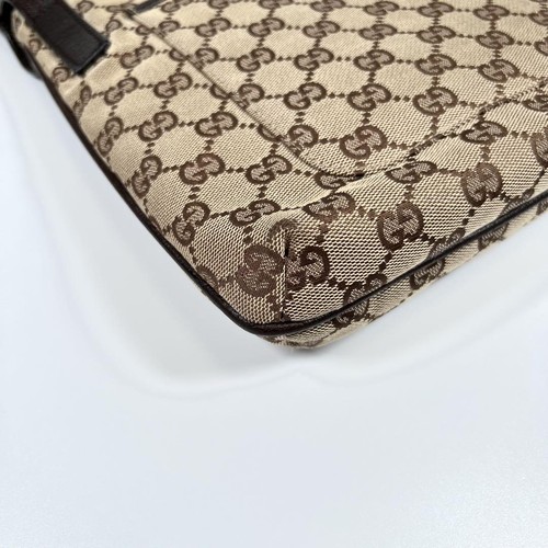 GUCCI 122793 001998 GG 2way Crossbody Shoulder Bag Leather Canvas Brown Vintage - Picture 9 of 24