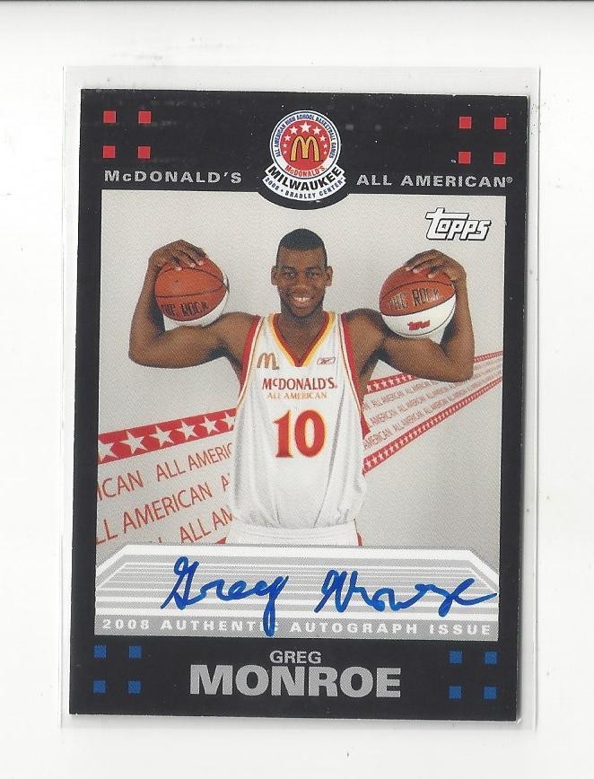 2008 Topps All American McDonalds Greg Monroe Rookie AUTOGRAPH Pistons