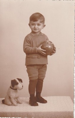 Postcard Boy with Ball and Cloth Dog - Studio ''Herald'' - Neue Königsstraße 3