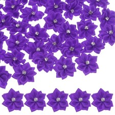 150-pack Satin Ribbon Flowers, 1.2 Inch Fabric Flowers for Crafts Purple 