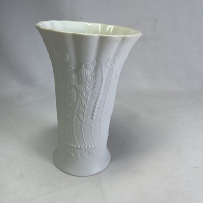 A K Kaiser W Germany Vase #622 White Bisque Flared Trumpet M. Frey Floral Design
