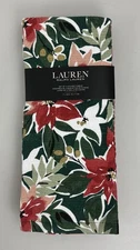 Lauren Ralph Lauren Set of 3 Kitchen Towels Christmas Poinsettias 100% Cotton