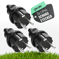 Greate 3X Schuko Stecker Aussenbereich Mit Knickschutz - Schukostecker Gummi Mit