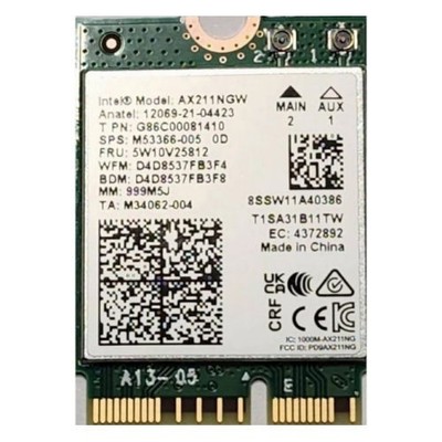 Intel AX211.NGWG Wi-Fi 6E AX211 (Gig+) 2230 2x2 AX R2 (6GHz) + BT vPro
