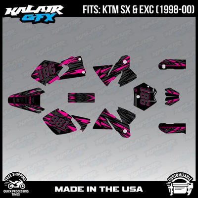 Graphics Kit for KTM 125/200/250/300/380 SX & EXC models 1998-2000 Twitch-Magnta