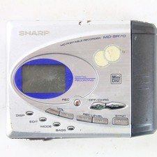 Tragbarer Cassette Player MD Mini Disc Sharp MD-SR70 Silber Blau Defekt