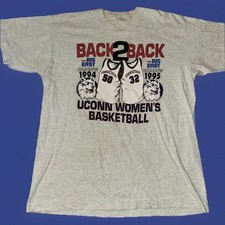 Vintage 1995 UCONN Huskies Women  s Basketball T Shirt Back2Back XL NCAA