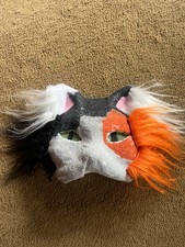 handmade therian mask calico cat with fur cosplay