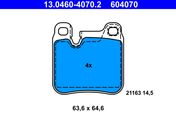Rear ATE 13.0460-4070.2 Brake Pad Set, disc brake for PORSCHE