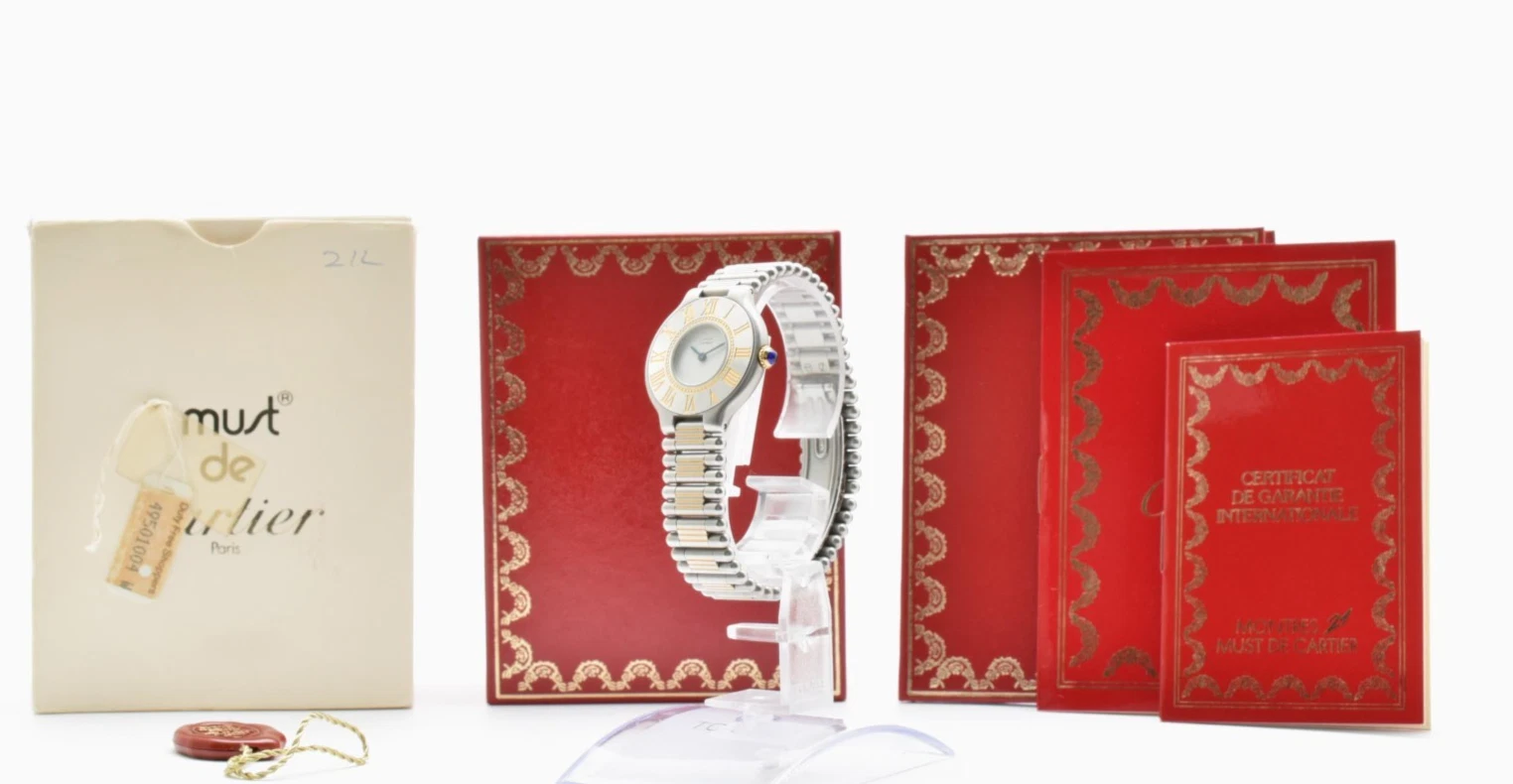 Cartier — In BOX!![NEAR MINT】Cartier Must de 21 Roman 31mm Qz Women's Watch From Japan