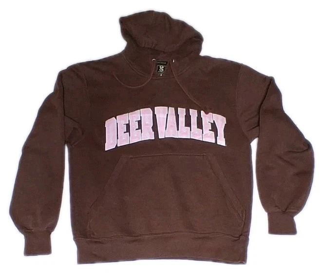 Женская толстовка с капюшоном Deer Valley коричневая и розовая с вышивкой размер XS - Изображение 3 из 4