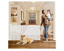 33" Tall Baby Gate for Doorway Retractable Mesh Gates for Kids or Pets White