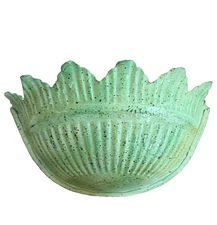 Vintage Tulip Shape Metal Wall Planter Pocket Mint Green/Aqua Patina Rustic