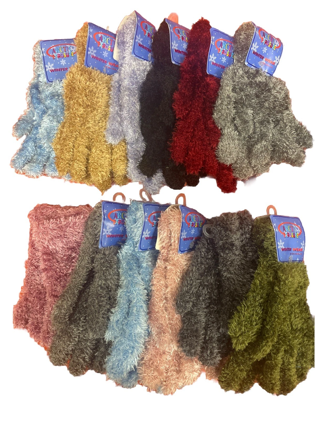 36 Pairs Of Ladies Stretchy Furry Winter Gloves Closeout Nwt