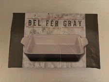 NIB Dwellsix Bel Fer Gray 12" Ceramic Rectangular Baker Limited Edition