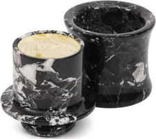Marble Butter Keeper with Lid for Countertop Black 4 Inch