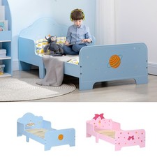 Kids Toddler Bed w/ Rocket and Planets Patterns, for Boys, Girls, Ages 3-6 Years