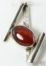 HAND WROUGHT STERLING CARNELIAN AGATE SLIDE PENDANT