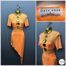 EI8TH HOUR Orange Sheer Cut-Out Bodycon Party Dress UK 8 EUR 36 Festival
